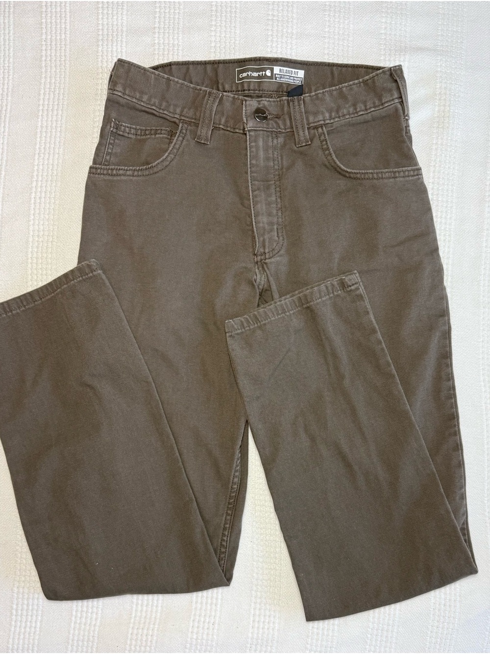 Carhartt Rugged Flex Relaxed Fit Canvas 5-Pocket Work Pants Brown 29x32 BN2517-M